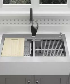 Tuscany™ Acadian Farmhouse 33" Apron Front Stainless Steel Double Bowl Kitchen Sink -Tuscany Shop 6724136 Alt 2