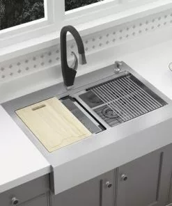 Tuscany™ Acadian Farmhouse 33" Apron Front Stainless Steel Double Bowl Kitchen Sink -Tuscany Shop 6724136 Alt 3