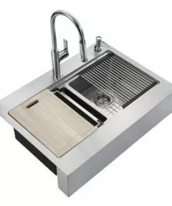 Tuscany™ Acadian Farmhouse 33" Apron Front Stainless Steel Double Bowl Kitchen Sink -Tuscany Shop 6724136 Master