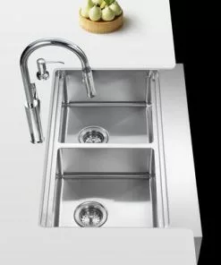 Tuscany™ Acadian Farmhouse 33" Apron Front Stainless Steel Double Bowl Kitchen Sink -Tuscany Shop 6724136 Scene 4