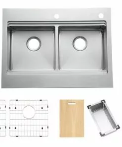 Tuscany™ Acadian Farmhouse 33" Apron Front Stainless Steel Double Bowl Kitchen Sink -Tuscany Shop 6724136 wparts