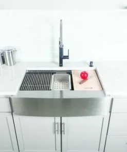 Tuscany™ Acadian Farmhouse 33" Stainless Steel Apron Front Kitchen Sink - 2-Hole Single Bowl Work Station -Tuscany Shop 6724137scene3