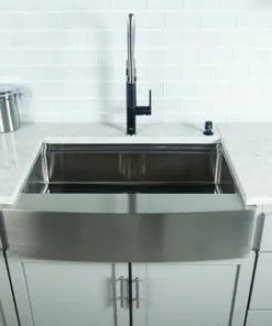 Tuscany™ Acadian Farmhouse 33" Stainless Steel Apron Front Kitchen Sink - 2-Hole Single Bowl Work Station -Tuscany Shop 6724137scene4