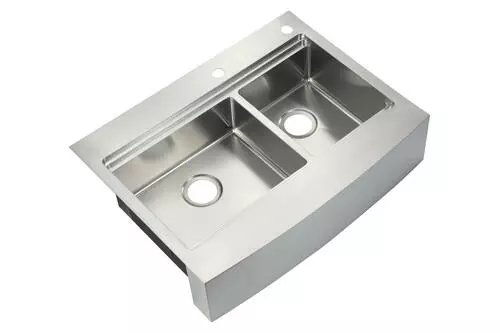 Tuscany™ Acadian Farmhouse 33" Stainless Steel Double Bowl Apron Front Kitchen Sink 2 Tuscany™ Acadian Farmhouse 33" Stainless Steel Double Bowl Apron Front Kitchen Sink - Image 2