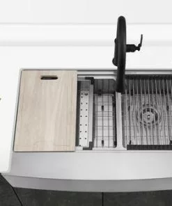 Tuscany™ Acadian Farmhouse 33" Stainless Steel Double Bowl Apron Front Kitchen Sink 14 Tuscany™ Acadian Farmhouse 33" Stainless Steel Double Bowl Apron Front Kitchen Sink -Tuscany Shop 6724138 Scene 3