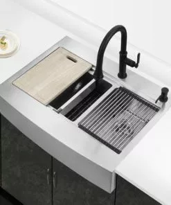 Tuscany™ Acadian Farmhouse 33" Stainless Steel Double Bowl Apron Front Kitchen Sink 16 Tuscany™ Acadian Farmhouse 33" Stainless Steel Double Bowl Apron Front Kitchen Sink -Tuscany Shop 6724138 Scene 5