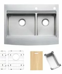 Tuscany™ Acadian Farmhouse 33" Stainless Steel Double Bowl Apron Front Kitchen Sink 17 Tuscany™ Acadian Farmhouse 33" Stainless Steel Double Bowl Apron Front Kitchen Sink -Tuscany Shop 6724138 wparts