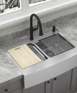 Tuscany™ Acadian Farmhouse Apron Front 33" Stainless Steel Double Bowl Kitchen Sink | Durable & Stylish -Tuscany Shop 6724139 Alt 3