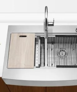 Tuscany™ Acadian Farmhouse Apron Front 33" Stainless Steel Double Bowl Kitchen Sink | Durable & Stylish -Tuscany Shop 6724139 Scene 1