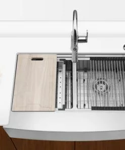 Tuscany™ Acadian Farmhouse Apron Front 33" Stainless Steel Double Bowl Kitchen Sink | Durable & Stylish -Tuscany Shop 6724139 Scene 2