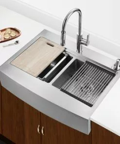 Tuscany™ Acadian Farmhouse Apron Front 33" Stainless Steel Double Bowl Kitchen Sink | Durable & Stylish -Tuscany Shop 6724139 Scene 5