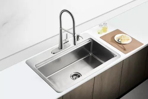 Tuscany Acadian 33" Stainless Steel 4-Hole Single Bowl Kitchen Sink, Dual Mount Design 2 Tuscany Acadian 33" Stainless Steel 4-Hole Single Bowl Kitchen Sink, Dual Mount Design - Image 2