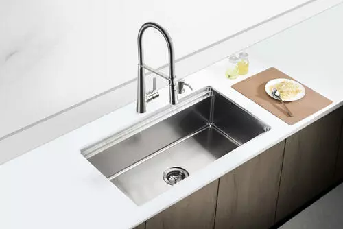 Tuscany Acadian 33" Stainless Steel 4-Hole Single Bowl Kitchen Sink, Dual Mount Design 3 Tuscany Acadian 33" Stainless Steel 4-Hole Single Bowl Kitchen Sink, Dual Mount Design - Image 3