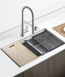 Tuscany Acadian 33" Stainless Steel 4-Hole Single Bowl Kitchen Sink, Dual Mount Design 13 Tuscany Acadian 33" Stainless Steel 4-Hole Single Bowl Kitchen Sink, Dual Mount Design -Tuscany Shop 6724140 Scene5