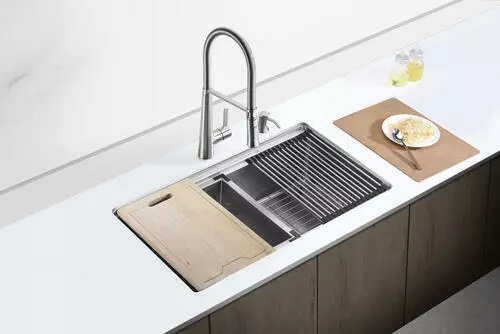 Tuscany Acadian 33" Stainless Steel 4-Hole Single Bowl Kitchen Sink, Dual Mount Design 6 Tuscany Acadian 33" Stainless Steel 4-Hole Single Bowl Kitchen Sink, Dual Mount Design - Image 6