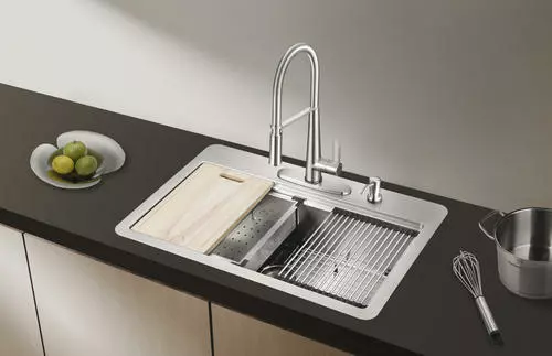 Tuscany Acadian 33" Stainless Steel 4-Hole Single Bowl Kitchen Sink, Dual Mount Design 7 Tuscany Acadian 33" Stainless Steel 4-Hole Single Bowl Kitchen Sink, Dual Mount Design - Image 7