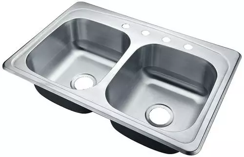 Tuscany® Whitemore All-in-One Drop-In 33" Stainless Steel 4-Hole Double Bowl Kitchen Sink 2 Tuscany® Whitemore All-in-One Drop-In 33" Stainless Steel 4-Hole Double Bowl Kitchen Sink - Image 2