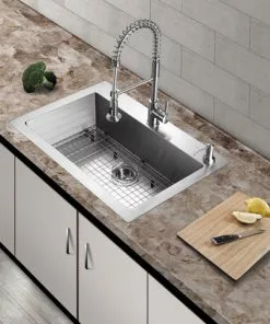 Tuscany® Volk All-in-One Dual Mount 33" Stainless Steel 2-Hole Single Bowl Kitchen Sink 5 Tuscany® Volk All-in-One Dual Mount 33" Stainless Steel 2-Hole Single Bowl Kitchen Sink -Tuscany Shop 6724158 scene 01