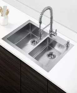 Tuscany® Volk All-in-One Dual Mount 33" Stainless Steel 2-Hole Double Bowl Kitchen Sink -Tuscany Shop 6724160 Scene 2