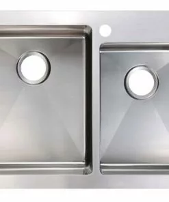 Tuscany® Volk All-in-One Dual Mount 33" Stainless Steel 2-Hole Double Bowl Kitchen Sink -Tuscany Shop 6724160 Top