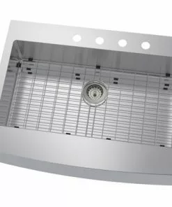 Tuscany® Retrofit Farmhouse/Apron Front 33" Stainless Steel Single Bowl Kitchen Sink – Durable & Stylish -Tuscany Shop 6724166 Angle