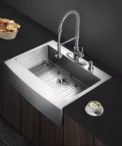 Tuscany® Retrofit Farmhouse/Apron Front 33" Stainless Steel Single Bowl Kitchen Sink – Durable & Stylish -Tuscany Shop 6724166 scene 01