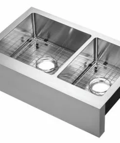 Tuscany® Farmhouse/Apron Front 31" Stainless Steel Offset Double Bowl Kitchen Sink - Durable & Stylish