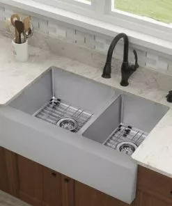 Tuscany® Farmhouse/Apron Front 31" Stainless Steel Offset Double Bowl Kitchen Sink - Durable & Stylish -Tuscany Shop 6724172 Scene 2