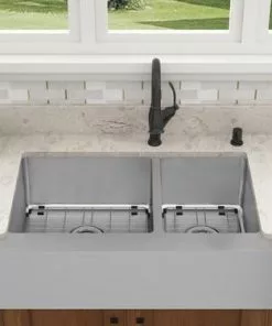 Tuscany® Farmhouse/Apron Front 31" Stainless Steel Offset Double Bowl Kitchen Sink - Durable & Stylish -Tuscany Shop 6724172 Scene 3