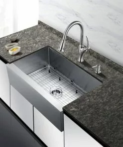 Tuscany® 33" Stainless Steel Farmhouse Single Bowl Kitchen Sink - Apron Front Design -Tuscany Shop 6724173 scene 01