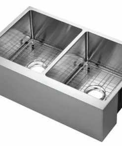 Tuscany® Farmhouse/Apron Front 33" Stainless Steel Double Bowl Kitchen Sink - Durable & Stylish