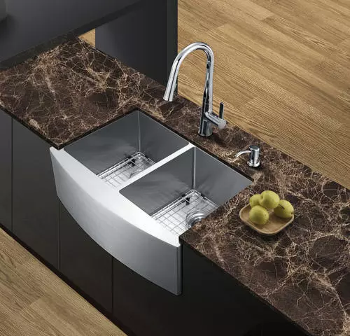 Tuscany® Farmhouse/Apron Front 30" Stainless Steel Double Bowl Kitchen Sink - Durable & Stylish 3 Tuscany® Farmhouse/Apron Front 30" Stainless Steel Double Bowl Kitchen Sink - Durable & Stylish - Image 3