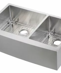 Tuscany® 36" Farmhouse Apron Front Offset Double Bowl Stainless Steel Kitchen Sink