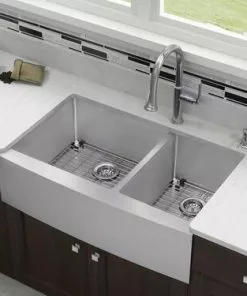 Tuscany® 36" Farmhouse Apron Front Offset Double Bowl Stainless Steel Kitchen Sink -Tuscany Shop 6724184 Scene 2