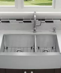 Tuscany® 36" Farmhouse Apron Front Offset Double Bowl Stainless Steel Kitchen Sink -Tuscany Shop 6724184 Scene 3