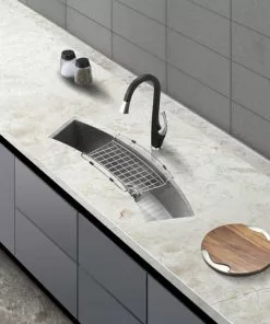 Tuscany® Undermount 33" Stainless Steel Single Bowl Curved Bar/Prep Sink - Durable & Stylish Kitchen Sink -Tuscany Shop 6724192 scene 01