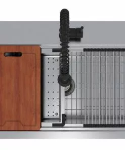 TUSCANY® Forden 33" Stainless Steel Single Bowl Kitchen Sink Kit with Dual Mount | All-in-One Workstation -Tuscany Shop 6724319 DM TV