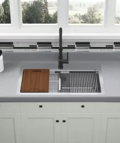 TUSCANY® Forden 33" Stainless Steel Single Bowl Kitchen Sink Kit with Dual Mount | All-in-One Workstation -Tuscany Shop 6724319 TM SC FV