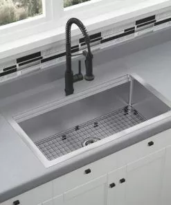 TUSCANY® Forden 33" Stainless Steel Single Bowl Kitchen Sink Kit with Dual Mount | All-in-One Workstation -Tuscany Shop 6724319 TM SC LS SO