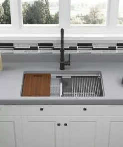 TUSCANY® Forden 33" Stainless Steel Single Bowl Kitchen Sink Kit with Dual Mount | All-in-One Workstation -Tuscany Shop 6724319 UM SC FV V2