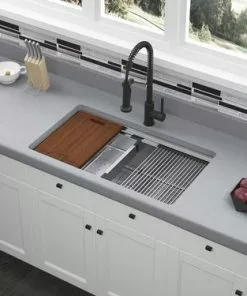 TUSCANY® Forden 33" Stainless Steel Single Bowl Kitchen Sink Kit with Dual Mount | All-in-One Workstation -Tuscany Shop 6724319 UM SC RS