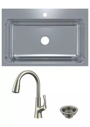 Tuscany® Northville 33" Stainless Steel Single Bowl Kitchen Sink | All-in-One Dual Mount Design 12 Tuscany® Northville 33" Stainless Steel Single Bowl Kitchen Sink | All-in-One Dual Mount Design - Image 12