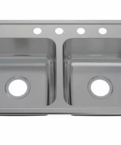 Tuscany® Baytown Drop-In 33" Stainless Steel 4-Hole Double Bowl Kitchen Sink - Durable & Stylish -Tuscany Shop 6724331 TM FV