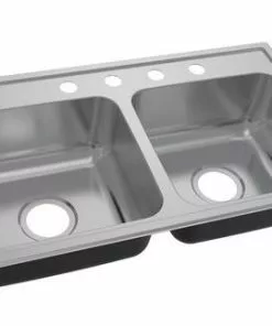 Tuscany® Baytown Drop-In 33" Stainless Steel 4-Hole Double Bowl Kitchen Sink - Durable & Stylish