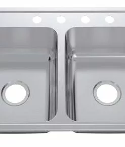 Tuscany® Baytown Drop-In 33" Stainless Steel 4-Hole Double Bowl Kitchen Sink - Durable & Stylish -Tuscany Shop 6724333 TM FV