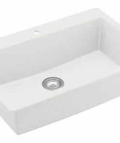 Tuscany® Dual Mount 33" White Quartz Composite 1-Hole Single Bowl Kitchen Sink