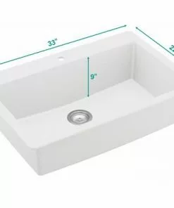 Tuscany® Dual Mount 33" White Quartz Composite 1-Hole Single Bowl Kitchen Sink -Tuscany Shop 6726012 Image 4