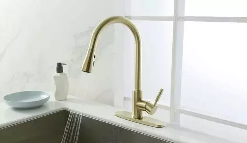 Tuscany® Viola® One-Handle Matte Gold Kitchen Faucet - Modern & Elegant 6 Tuscany® Viola® One-Handle Matte Gold Kitchen Faucet - Modern & Elegant - Image 6