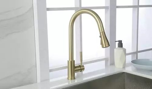 Tuscany® Viola® One-Handle Matte Gold Kitchen Faucet - Modern & Elegant 8 Tuscany® Viola® One-Handle Matte Gold Kitchen Faucet - Modern & Elegant - Image 8