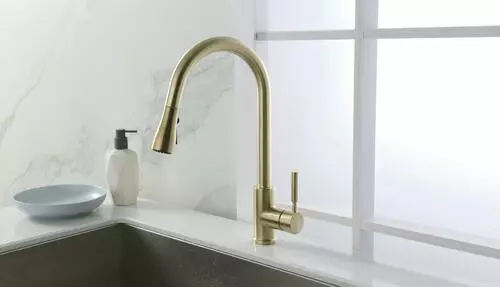 Tuscany® Viola® One-Handle Matte Gold Kitchen Faucet - Modern & Elegant 9 Tuscany® Viola® One-Handle Matte Gold Kitchen Faucet - Modern & Elegant - Image 9